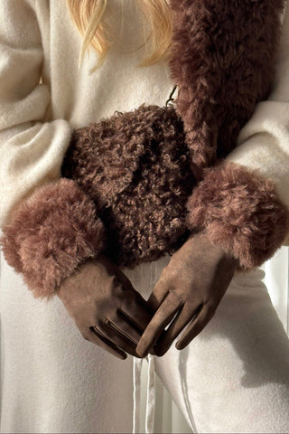 Soft touch fluffy käsineet, coffee