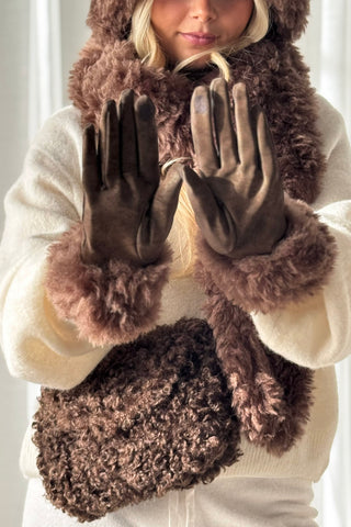 Soft touch fluffy käsineet, coffee