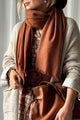 Soft viscose scarf, cognac