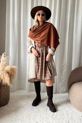 Soft viscose scarf, cognac