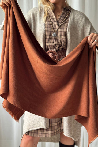 Soft viscose scarf, cognac