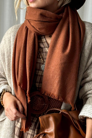 Soft viscose scarf, cognac