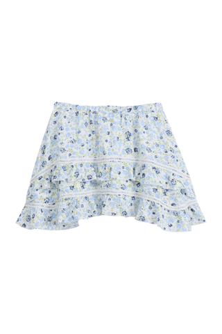 Sonrisa linen skirt, floral blue