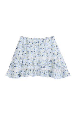 Sonrisa linen skirt, floral blue