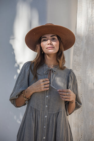 Thalia pellavamekko, taupe