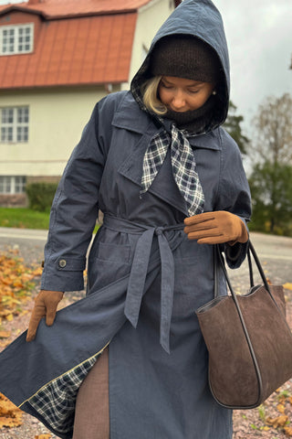 Hooded Trench Coat, navy