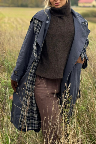 Hooded Trench Coat, navy