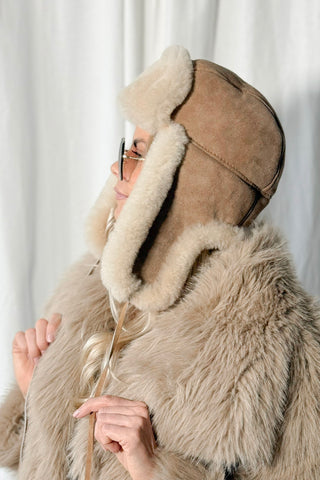 Wengen fur hat, beige