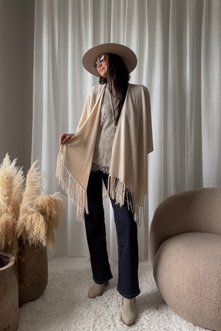 Zermatt poncho luxury, beige