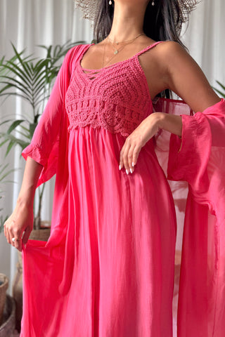 Adeanne silkkiviskoosimekko, coral