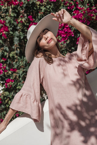 Alana pellavamekko, sorbet pink