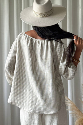 Analise linen blouse, beige check