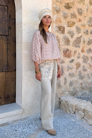 Analise linen blouse, pepperosa check