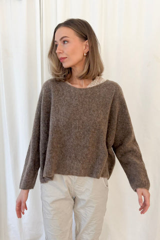 Angie alpakkaneule, taupe