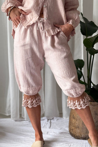 Arabella linen capris, light pink