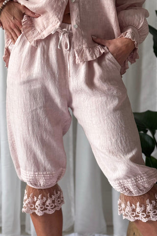 Arabella linen capris, light pink