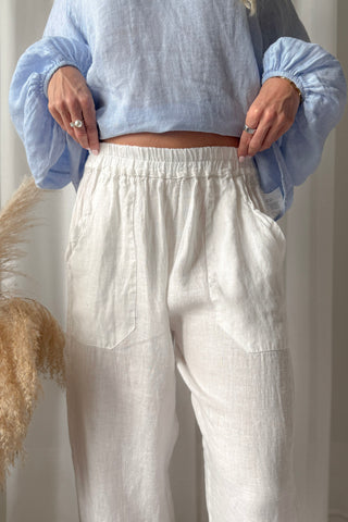 Baggy pellavahousut, valkoinen
