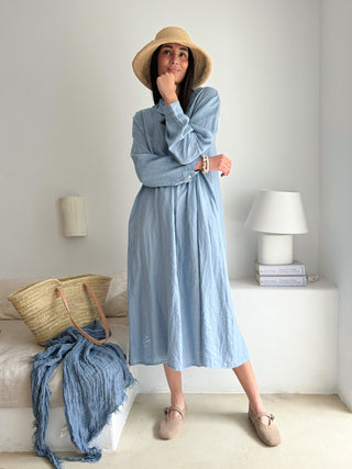 Boho mesh pellavahuivi, denim sininen
