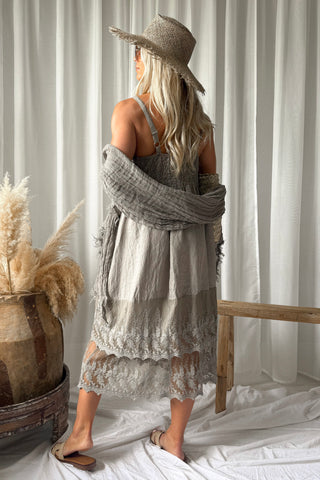 Boho mesh pellavahuivi, taupe