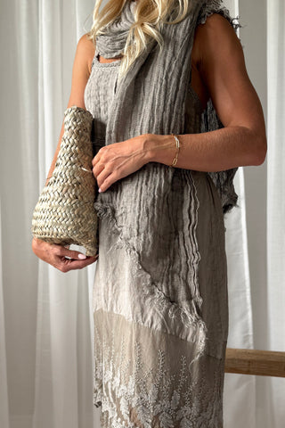 Boho mesh pellavahuivi, taupe