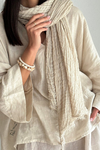 Boho mesh linen scarf, sand