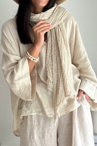 Boho mesh linen scarf, sand