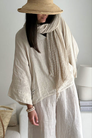 Boho mesh linen scarf, sand