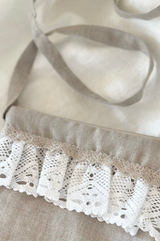 Lace crossbody bag, natural + white lace 
