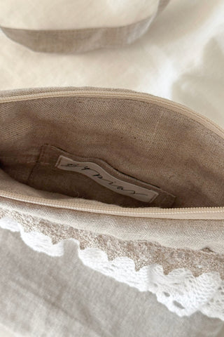 Lace crossbody bag, natural + white lace 