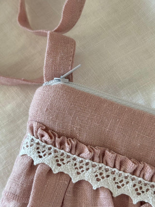 Bypias mobile bag, sorbet pink + white lace