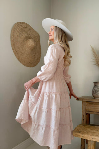 Celina pellavamekko, vaaleanpunainen