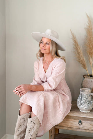 Celina pellavamekko, vaaleanpunainen