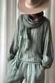 Boho mesh linen scarf, camo