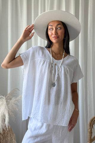 Chie linen blouse, white