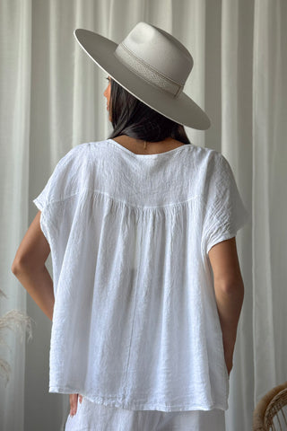 Chie linen blouse, white
