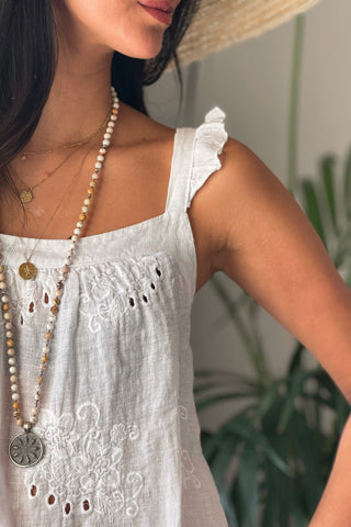 Cici linen top, white