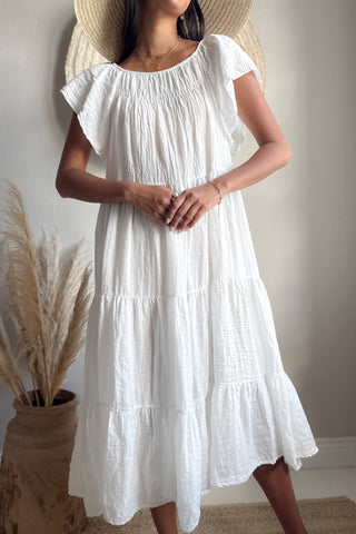 Cocomaya cotton dress, white