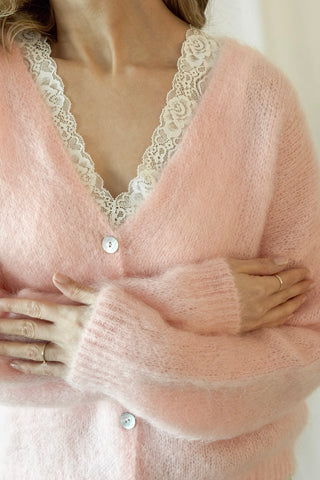 Coziness mohairneuletakki, rose