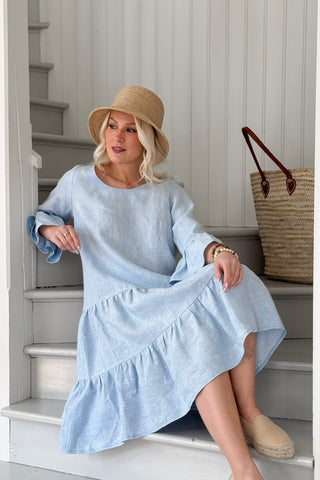 Daffodil linen dress, oxford blue