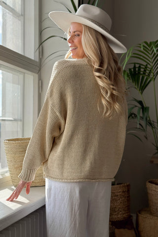 Dalia puuvillaneuletakki, beige