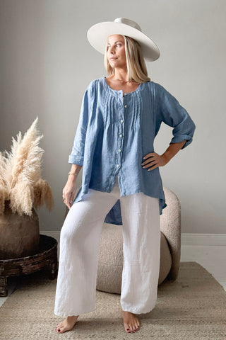 Deanna pellavatunika, denim blue