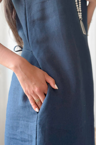 Diana linen dress, navy