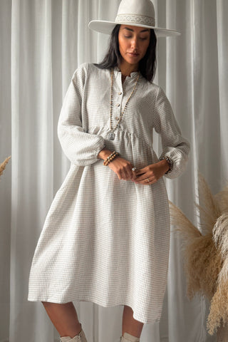 Editha pellavamekko, beige check