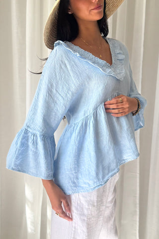 Frill dream pellavapaita, vaaleansininen