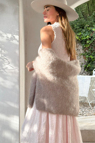 Hacienda linen dress, light pink