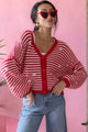 Hearts cardigan, red-pink