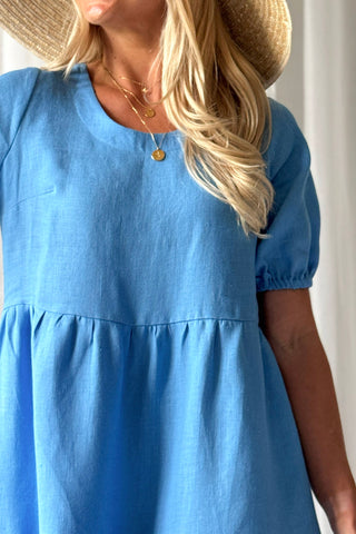 Helen linen dress, heavenly blue