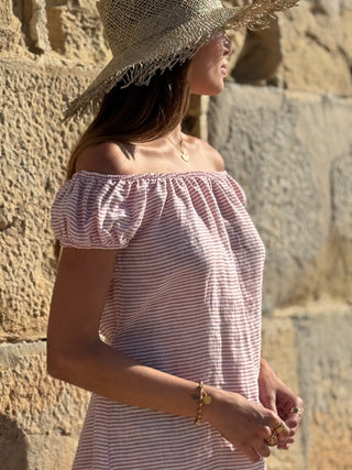 Isabel pellavamekko, pink stripe
