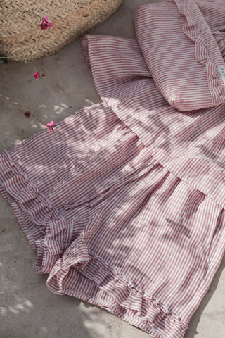 Isolde pellavashortsit, pink stripe