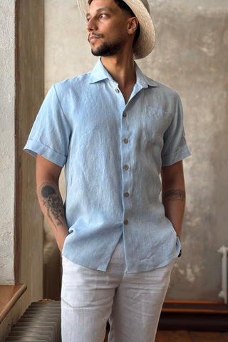 Johan linen shirt, oxford blue